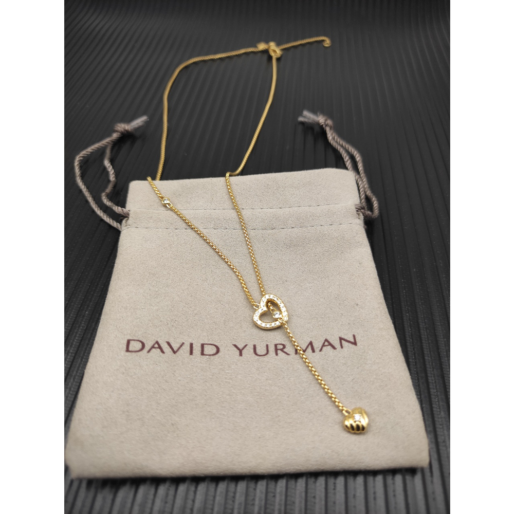 David Yurman Gold Double Heart Diamond Necklace